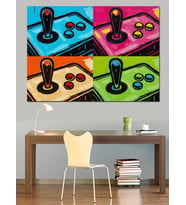 4 Kişilik Gamer Joytick Sembolü Dekoratif Kanvas - Mdf Ahşap Tablo