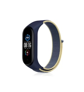 Newface Xiaomi Mi Band 4 Hasırlı Cırtcırtlı Kordon - Sarı-Lacivert