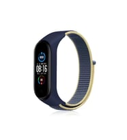 Newface Xiaomi Mi Band 4 Hasırlı Cırtcırtlı Kordon - Sarı-Lacivert