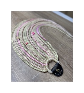 Rastalı Afrika Örgülü Toka 15 Li - Platin & Pembe