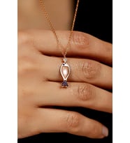 Mix Taşlı Rose Balık Gümüş Kolye