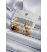 Çelik Gold Renk Sallantı Kuş Model Kadın Küpe