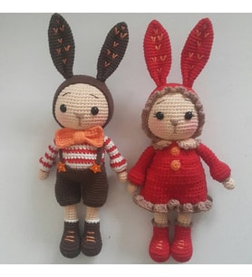 Bay Miti ve Bayan Mini Amigurumi Organik Oyuncak
