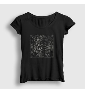 Presmono Kadın Siyah Cobra Art Skull Kurukafa T-Shirt 348922tt