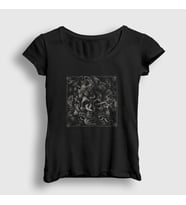 Presmono Kadın Siyah Cobra Art Skull Kurukafa T-Shirt 348922tt
