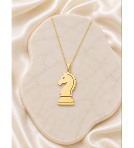 Kişiye Özel Satranç Taşı At Kolye 925K Gümüş (Gold)
