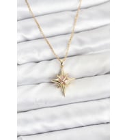 316L Çelik Gold Renk Zirkon Taşlı Kutup Yıldızı Model Kadın Kolye 5886 - SSSSSS4736-2478
