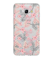 Samsung Galaxy J5 2016 Kapak Floral Kırmızı Tasarımlı Şeffaf Silikon Kılıf