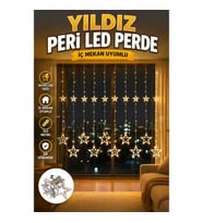 Yıldız Desenli Perde Led Işık 3x3 Metre Dekoratif İç Mekan Aydınlatma