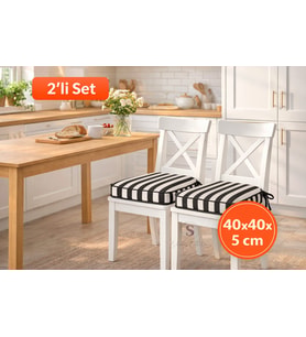 Siyah Biyeli Sandalye Minderi 40x40x5 cm – Leke Tutmaz Sıvı İtici – 2’li Set