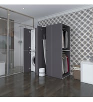 Kenzlife çamaşır-kurutma makinesi dolabı ve giysi dolabı bistami sağ gri 180*160*60  banyo (Beyaz)