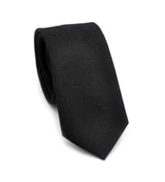 Siyah Şal Desenli Dokuma Kumaş Mendilli Slim Fit Kravat // SDK-250201