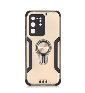Galaxy S20 Ultra Kılıf Stand Olma Özellikli Araç Tutuculu Ko ko Kılıf (Gold)