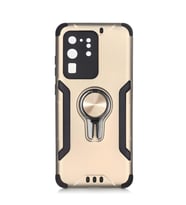 Galaxy S20 Ultra Kılıf Stand Olma Özellikli Araç Tutuculu Ko ko Kılıf (Gold)