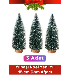Mini Çam Masaüstü Minyatür Dekorasyon Küçük Süs Kar Yeni Yıl Noel Yapay Sedir Ağacı 15cm 3 Adet