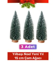 Mini Çam Masaüstü Minyatür Dekorasyon Küçük Süs Kar Yeni Yıl Noel Yapay Sedir Ağacı 15cm 3 Adet