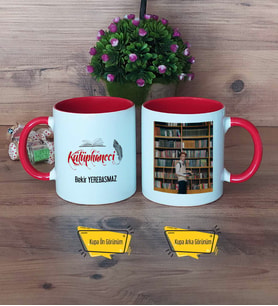 Kütüphaneci Kupa Bardak Kırmızı Fotoğraflı