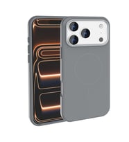 Apple iPhone 17 Pro Uyumlu Kılıf M-Safe Şarj Özellikli Metal Kamera Çerçeveli Zore Edi Silikon Kapak (Gri-Gri)