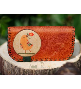 Kuş Figürlü Büyük Cüzdan Etnik Bohem Retro Vintage Style- TABA