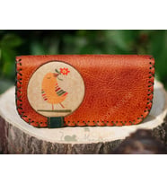 Kuş Figürlü Büyük Cüzdan Etnik Bohem Retro Vintage Style- TABA