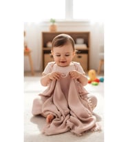%100 PAMUK KENARLARI PÜSKÜLLÜ 4 KAT 230 GRAM 115 X100 CM ÇOK AMAÇLI MÜSLİN