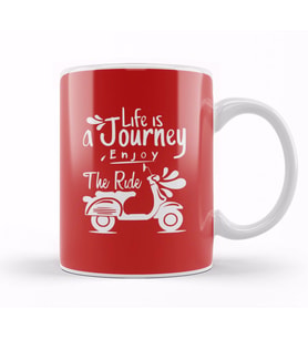 Journey Life is a Journey Enjoy The Ride Vespa Kupa Bardak Porselen