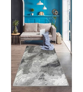 Dijidekor Halı Antrasit Cool Yıkanabilir Saçaksız Kaymaz Delüxe Yolluk Kilim Salon Halısı Modelleri