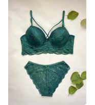 Kadın Dantelli Desteksiz Bralet Sütyen Takım (Yeşil)
