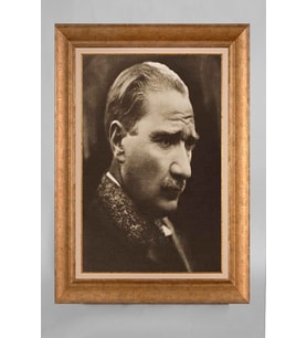 Çerçeveli Paspartulu Atatürk Tablo a77 (Gold)