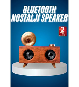 Bluetooth Nostalji Speaker Radyo Gramofon Ahşap Renk