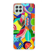 PrintiFy Samsung Galaxy M22 ile Uyumlu 1mm Slim Fit Retro Renkler 6 Baskılı Şeffaf  Kılıf