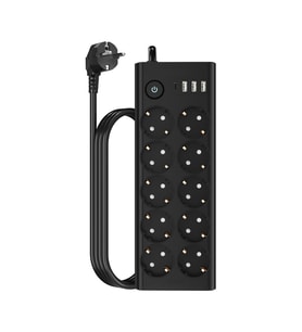Çoklu Priz 10 lu + 3 USB + 1 Type-C 3680W 16A Anahtarlı Akım Korumalı Uzatma Prizi (2 Metre Kablo) FTR14