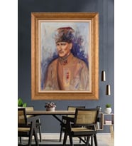 Altın Varaklı Çerçeveli Paspartulu Atatürk Tablo DC1615 (Gold)