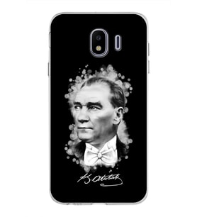 Samsung Galaxy J4 Kapak Atatürk Tasarımlı Şeffaf Silikon Kılıf