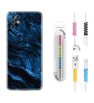 INFINIX Note 11 Pro Note 10 Hot 9 Play Kılıf Kablo Koruma Spiral Silikon Blue MArble 1379