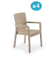 Omnipazar SY-2527 Royale Hasır Desenli Rattan Bahçe Koltuk Sandalye 4'lü Set