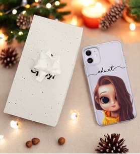 Kahve Saçlı Kız Tasarımlı Kişiye Özel Şeffaf Telefon Kılıfı (Tüm Telefon Modelleri Mevcuttur.) - Hediye Kutulu