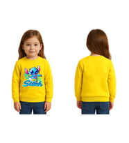 Unisex Stitch Baskılı Çocuk Swaetshirt 3 İplik Şardonlu (Sarı)