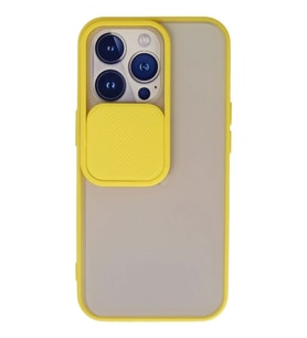 Newface Apple iPhone 13 Pro Kılıf Palm Buzlu Kamera Sürgülü Silikon - Sarı