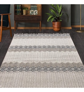 Makine Kaymaz Yıkanabilir Bej Modern Triko Salon Halısı Mutfak Halısı Koridor Halısı Yolluk 9965N