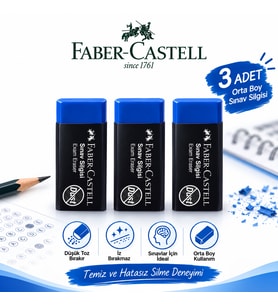 Orta Boy Sınav Silgisi 3 Adet Yumuşak Silgi Faber-Castell