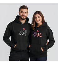 Sevgililer Günü Özel Kombin, 2 Ürün Kapüşonlu Hoodie Sweatshirt (Siyah)