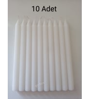 qosrix 10'lu Beyaz Şamdan Soya Mumu 1. Kalite Soya Doğal Vanilya Kokulu Uzun Çubuk Konik Mum Dekoratif 10 Adet