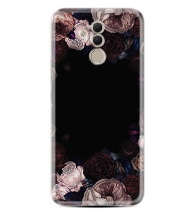 Huawei Mate 20 Lite Kılıf Resimli Desenli Silikon Platinium Series Dark Flowers 1906