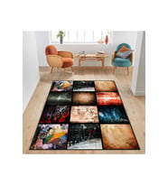 Rovigo Home Dijital Baskı Yıkanabilir Kaymaz Taban Salon Halısı RVG1292 80x150 cm (Siyah)