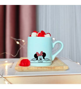 Minnie Mouse Tasarımlı Kişiye Kişiye Özel Yeşil Türk Kahvesi Fincanı