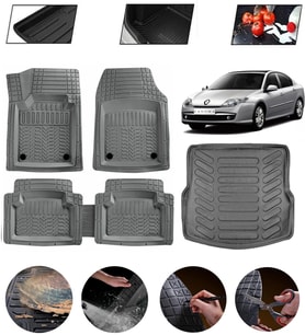 Renault Laguna 3 2007-2015 Uyumlu Paspas Araca Özel Bagaj Havuzu MBS Gri