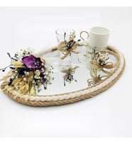 Lora Davet Damat Kahve Fincanı Tepsisi (1 Adet) Mor - 53179