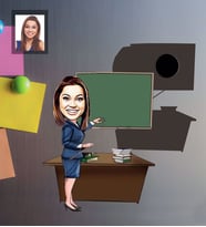 Kişiye Özel Öğretmen Karikatürlü Ahşap Magnet Bayan-18