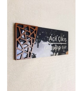 Wooden Serisi Acil Çıkış Uyarı Tabelası